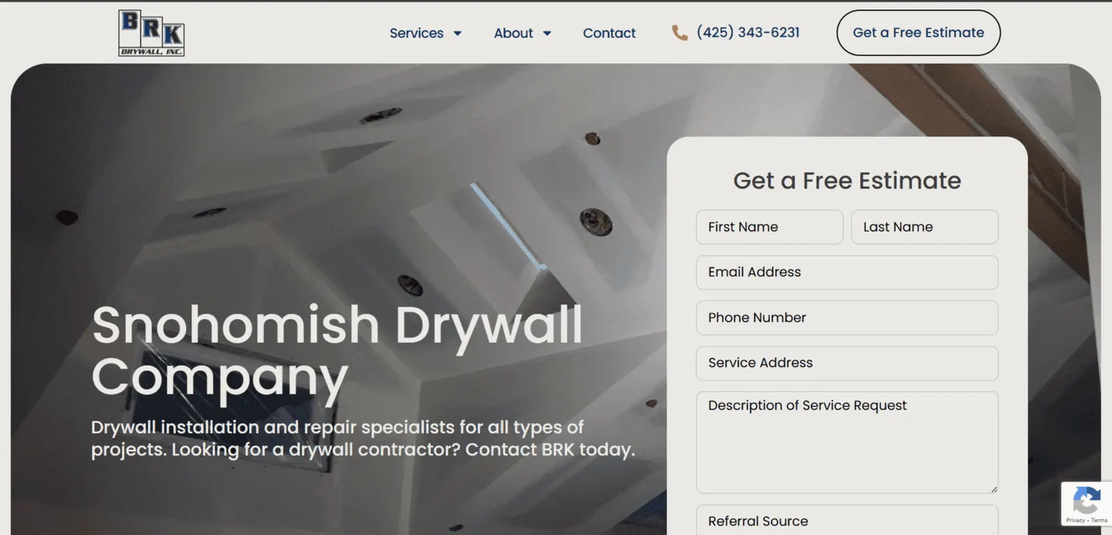 BRK Drywall website