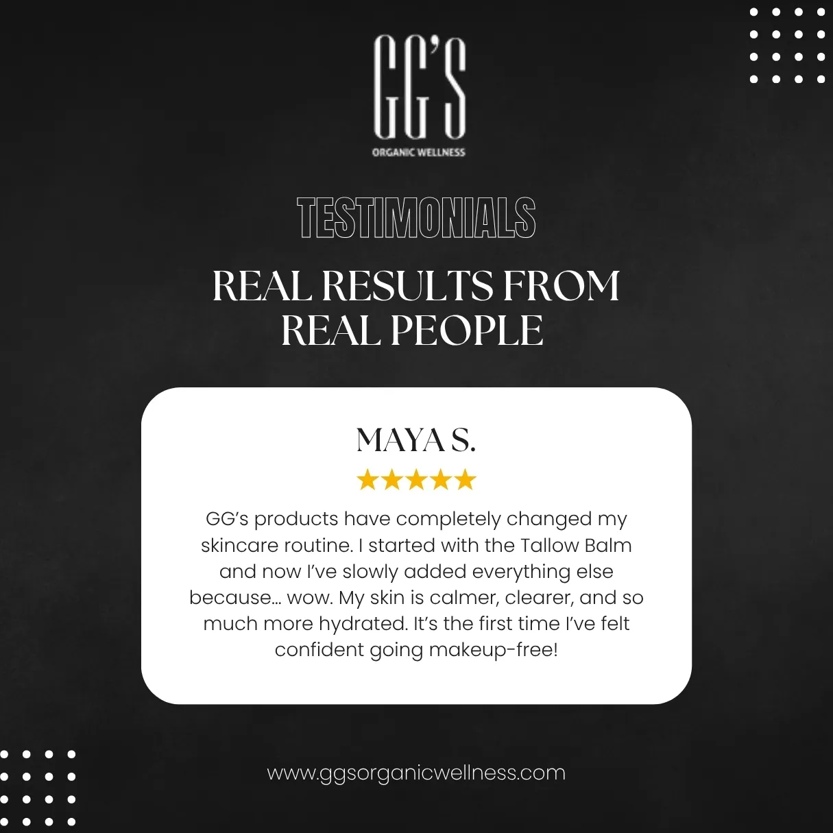 GG's Organics: Testimonials: Skincare