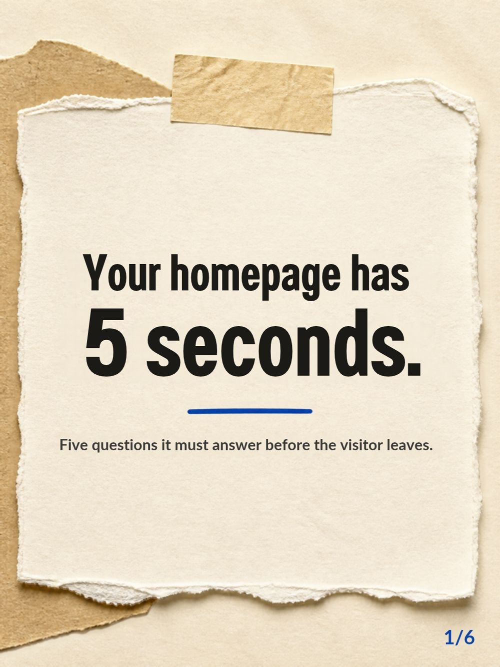 Instagram carousel design: 5 questions your homepage must answer in 5 seconds, slide 1