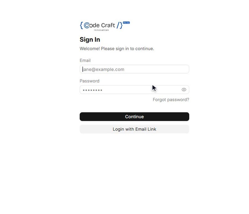 Code Craft ERP sign-in screen