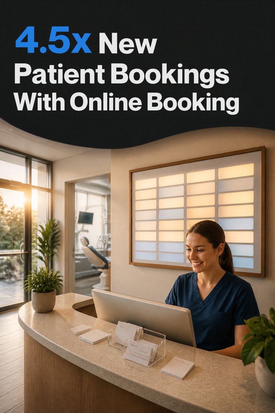 Pinterest pin design: Dental website with online booking: 4.5x bookings
