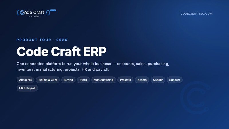Code Craft ERP product tour 2026: title card
